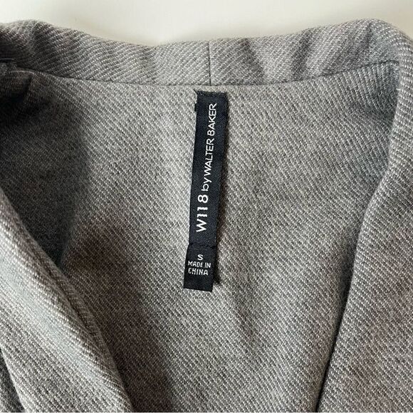 W118 by Walter Baker Jacket Open Front Blazer Collared High Low Hem Gray Small - Picture 6 of 8